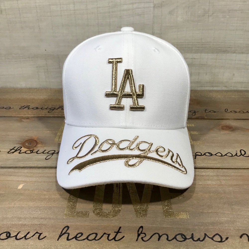 LA Cap MLB LA White Gold Embroidered Hat
